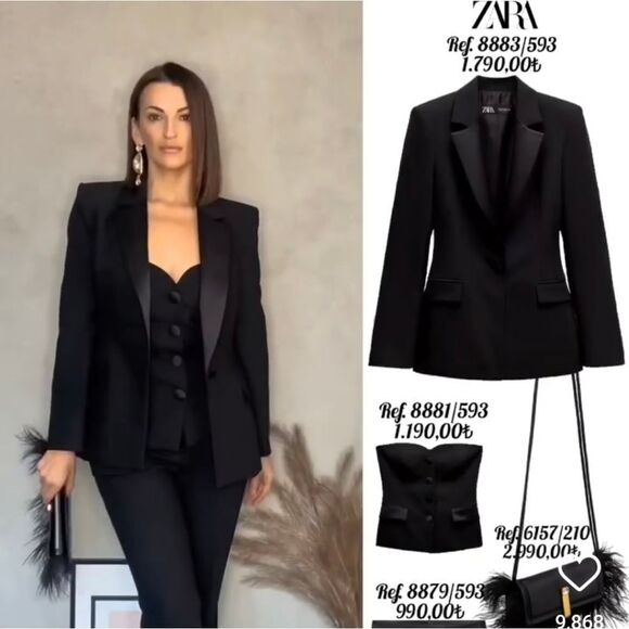 ZARA COMBINATION SATIN EFFECT BUSTIER TOP - Picture 13 of 16